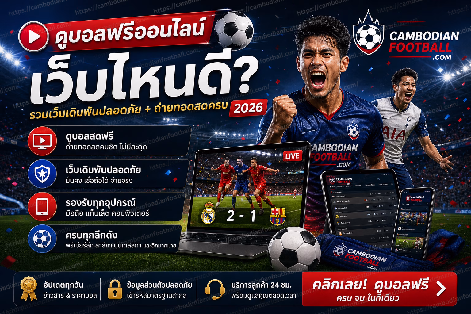 ดูบอลฟรีออนไลน์ ⚽ เว็บไหนดี? รวมเว็บเดิมพันปลอดภัย + ถ่ายทอดสดครบ