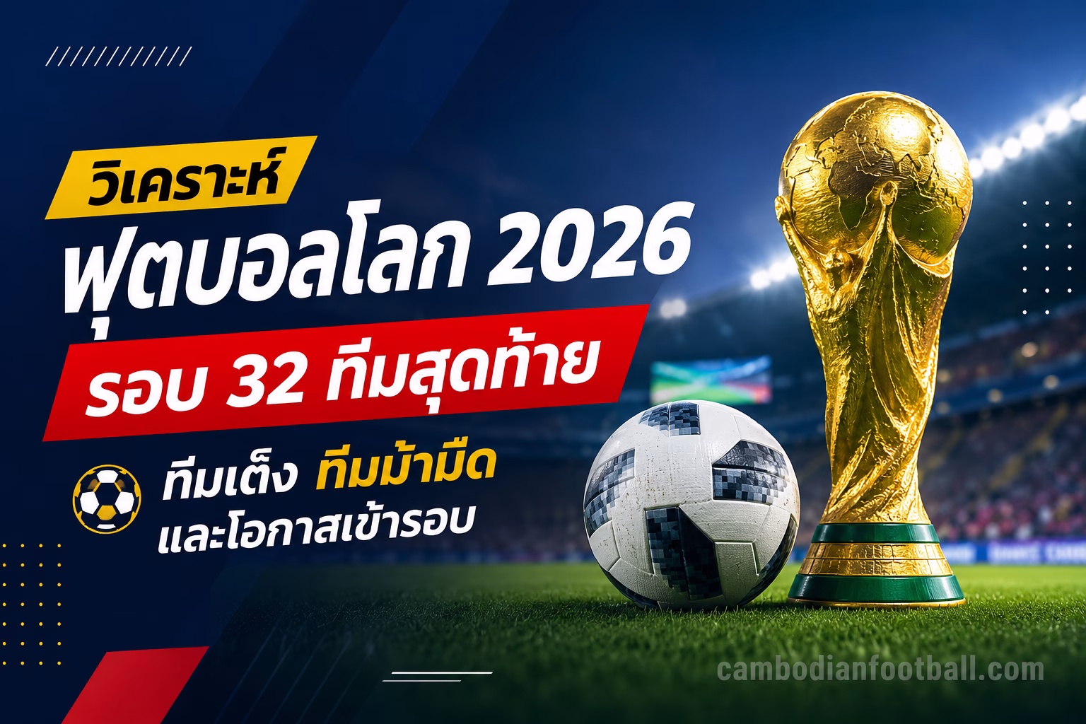 ⚽ วิเคราะห์ฟุตบอลโลก 2026 รอบ 32 ทีมสุดท้าย: ใครมีโอกาสไปต่อ?